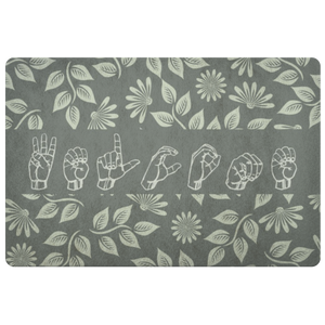 ASL Home Decor "Welcome" 26x18 Floral ASL Doormat
