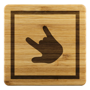 ASL Merchandise "ILY Squared" Etched Bamboo ASL Coaster Set
