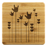 ASL Merchandise "ILY Sprout" Etched Bamboo ASL Coaster Set