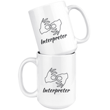 Sign Language Mug "Interpreter" White Ceramic ASL Coffee Mug