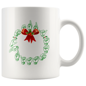 Holiday "ASL Wreath" Ceramic ASL Christmas Mug