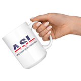 Sign Language Mug "Flag Letters" White Ceramic ASL Coffe Mug