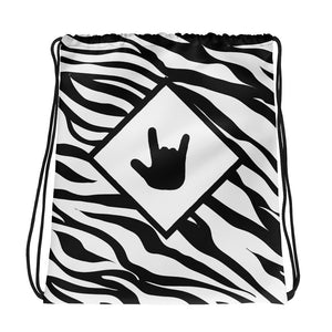 ASL Bag "ILY Zebra" Polyester 15x17 ASL Drawstring Bag