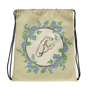 ASL Bag "Blue Floral" Polyester 15x17 ASL Drawstring Bag