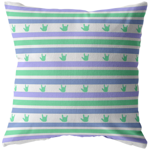 ASL Home Decor "ILY Striped" ASL Throw Pillow - Multiple Sizes