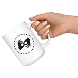 Sign Language Mug "Interpreter Hearts" White Ceramic ASL Coffee Mug