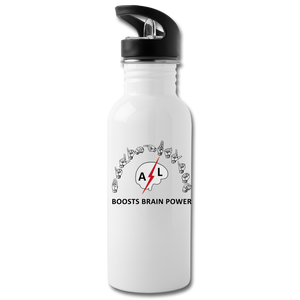 ASL Merchandise "Brain Power" Aluminum ASL Water Bottle 20oz - white