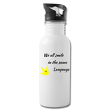 ASL Merchandise "Everyone Smiles" Aluminum ASL Water Bottle 20oz - white