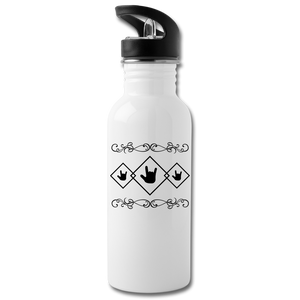 ASL Merchandise "ILY Squared" Aluminum ASL Water Bottle 20oz - white