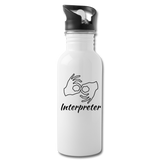 ASL Merchandise "Interpreter" Aluminum ASL Water Bottle 20oz - white