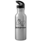 ASL Merchandise "Interpreter" Aluminum ASL Water Bottle 20oz - silver