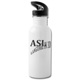 ASL Merchandise "Language in 3D" Aluminum ASL Water Bottle 20oz - white