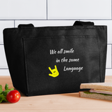 ASL Bag "Everyone Smiles" Sign Language Tote Lunch Bag - black