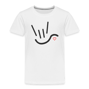 ASL Shirt "ILY Heart" Toddler Short Sleeve Sign Language T-Shirt - white
