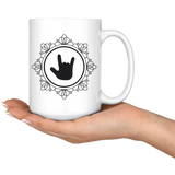 Sign Language Mug "ILY Elegant" White Ceramic ASL Coffee Mug