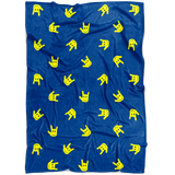 Sign Language Blanket "ILY Smiley" Microfiber Fleece ASL Blanket: Blue