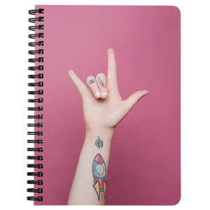 ASL Stationery "ILY Pink" 5 x 7 Spiral ASL Notebook