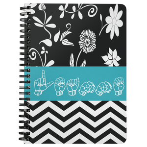 ASL Stationery "Floral-Chevron" 5 x 7 Spiral ASL Notebook: Personalized
