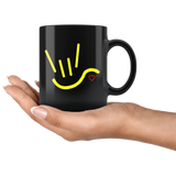 Sign Language Mug "ILY Heart" Black Ceramic ASL Coffee Mug
