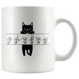 Sign Language Mug "Cat Lover" White Ceramic ASL Coffee Mug