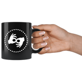 Sign Language Mug "Interpreter Hearts" Black Ceramic ASL Coffee Mug